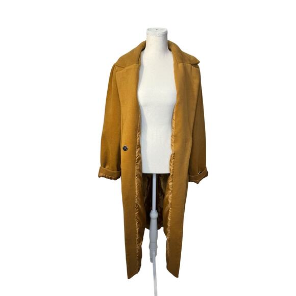 Camel Longline Over Coat Women’s Medium Minimalist Quiet Luxury 90s Old Money - Picture 6 of 16